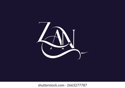 Design inicial do logotipo da letra ZAN. Elegante Monograma Logo Design com elementos decorativos e tipografia