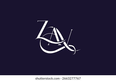 Diseño inicial del logotipo de la letra ZAV. Diseño elegante del logotipo del monograma con los Elementos decorativos y la tipografía