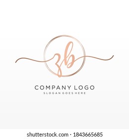 Initial ZB beauty monogram and elegant logo design, handwriting logo of initial signature, wedding, fashion, floral and botanical with creative template.