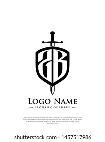 initial ZB letter with shield style logo template vector