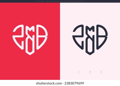 letras ZB iniciales con el corazón rojo y el amor logotipo de icono plano concepto de monograma