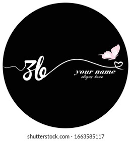 Initial ZB logo handwriting vector butterfly illustration
