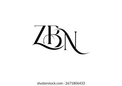 Initial ZBN letter logo design. Elegant Monogram Logo Design with Decorative Elements and Typography