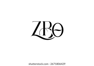 Diseño inicial del logotipo de la letra ZBO. Diseño elegante del logotipo del monograma con los Elementos decorativos y la tipografía