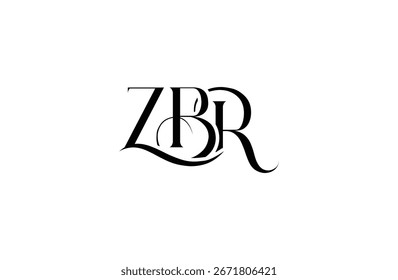 Diseño inicial del logotipo de la letra ZBR. Diseño elegante del logotipo del monograma con los Elementos decorativos y la tipografía