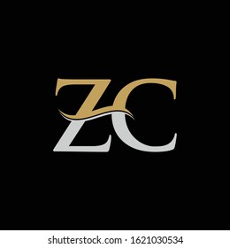 Initial ZC Letter Logo Vector Template. Creative Linked Letter ZC Logo Design