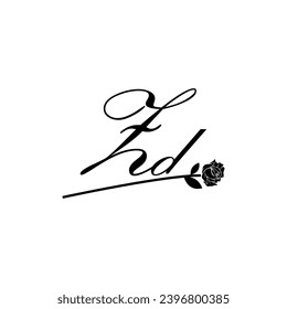 Initial ZD handwriting flower typography ornament modern
