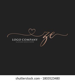 Initial ZE Beauty-Monogramm und elegantes Logo-Design, Handschrift Logo der ersten Signatur, Hochzeit, Mode, Blumen und botanisch mit kreativen Vorlage.