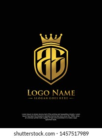 initial ZE letter with shield style logo template vector