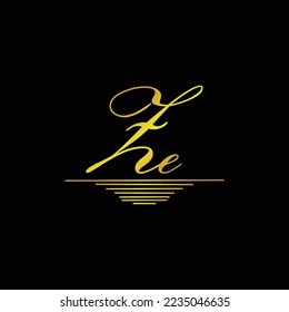 Initial ZE logo signature elegant gold element