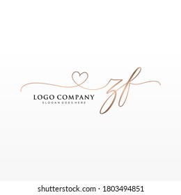 Initial ZF beauty monogram and elegant logo design, handwriting logo of initial signature, wedding, fashion, floral and botanical with creative template.