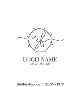 Initial ZF beauty monogram and elegant logo design, handwriting logo of initial signature, wedding, fashion, floral and botanical with creative template.