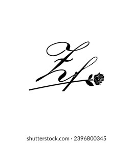 Initial ZF handwriting flower typography ornament modern