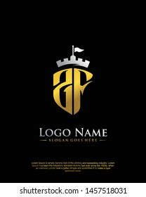 initial ZF letter with shield style logo template vector