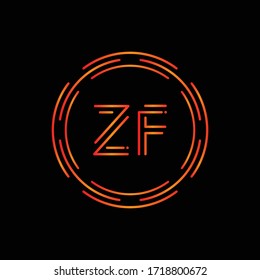 Initial ZF Logo Design Vector Template. Digital Circle Letter ZF Business Logo Vector Illustration