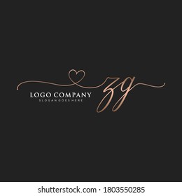 Monograma inicial de belleza ZG y diseño elegante de logotipo, logotipo de escritura a mano de firma inicial, boda, moda, floral y botánica con plantilla creativa.