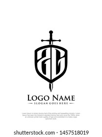 initial ZG letter with shield style logo template vector