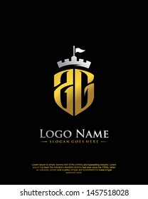 initial ZG letter with shield style logo template vector