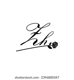 Initial ZH handwriting flower typography ornament modern