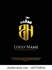 initial ZH letter with shield style logo template vector