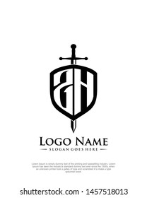 initial ZH letter with shield style logo template vector
