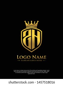 initial ZH letter with shield style logo template vector