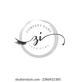 Initial ZI monogram eye and eyelash handwriting