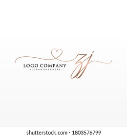 Initial ZJ beauty monogram and elegant logo design, handwriting logo of initial signature, wedding, fashion, floral and botanical with creative template.