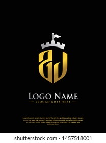 initial ZJ letter with shield style logo template vector