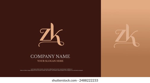 Initial ZK Logo Design Vector 