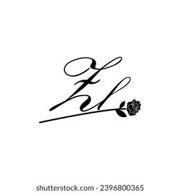 Initial ZL handwriting flower typography ornament modern