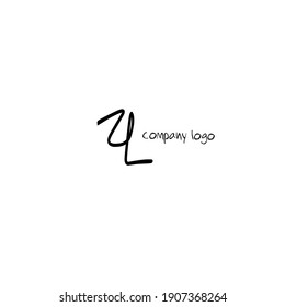 Initial ZL logo handwriting vector