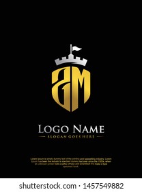 initial ZM letter with shield style logo template vector