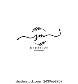 Initial ZM logo handwriting botanical branding typography