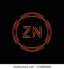 Initial ZN Logo Design Vector Template. Digital Circle Letter ZN Business Logo Vector Illustration