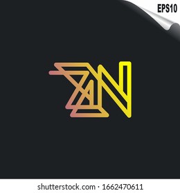 Initial ZN Logo monogram design template. Simple elegant shape style modern logo.