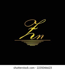 Initial ZN logo signature elegant gold element
