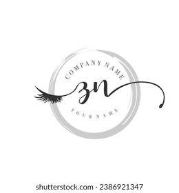 Initial ZN monogram eye and eyelash handwriting