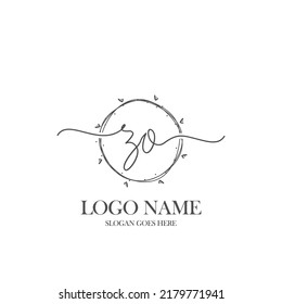 Initial ZO beauty monogram and elegant logo design, handwriting logo of initial signature, wedding, fashion, floral and botanical with creative template.