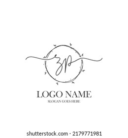 Initial ZP beauty monogram and elegant logo design, handwriting logo of initial signature, wedding, fashion, floral and botanical with creative template.