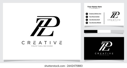 Initial ZP letter logo design vector with business card