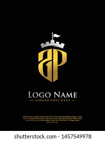 initial ZP letter with shield style logo template vector