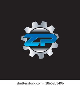 Logo inicial de ZP con icono de equipo azul y plata