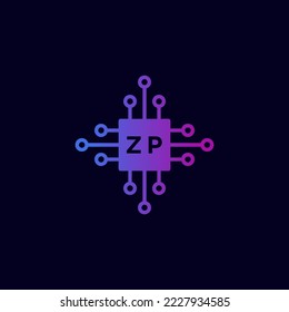 Initial ZP Technology Logo Vector Art Icons and Graphics