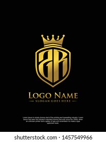 initial ZR letter with shield style logo template vector