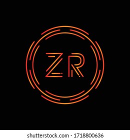 Initial ZR Logo Design Vector Template. Digital Circle Letter ZR Business Logo Vector Illustration