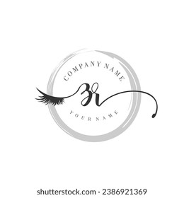 Escritura inicial en monograma ZR para ojo y pestañas