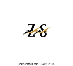Initial ZS Letter with Luxury Swoosh Flame Organic Feather Wings Logotype