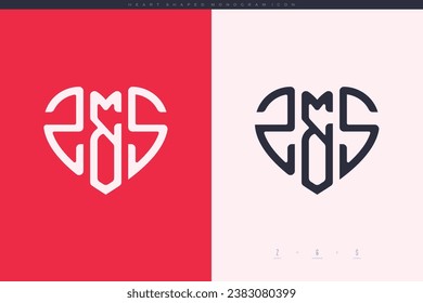 initial ZS letters with red heart and love logo flat icon monogram concept