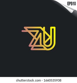 Initial ZU Logo monogram design template. Simple elegant shape style modern logo.